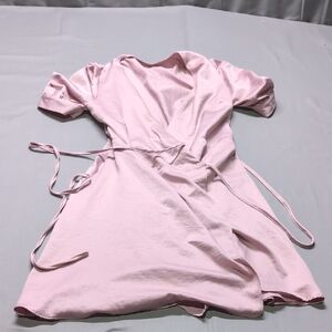 Chic Light Pink Wrap Dress